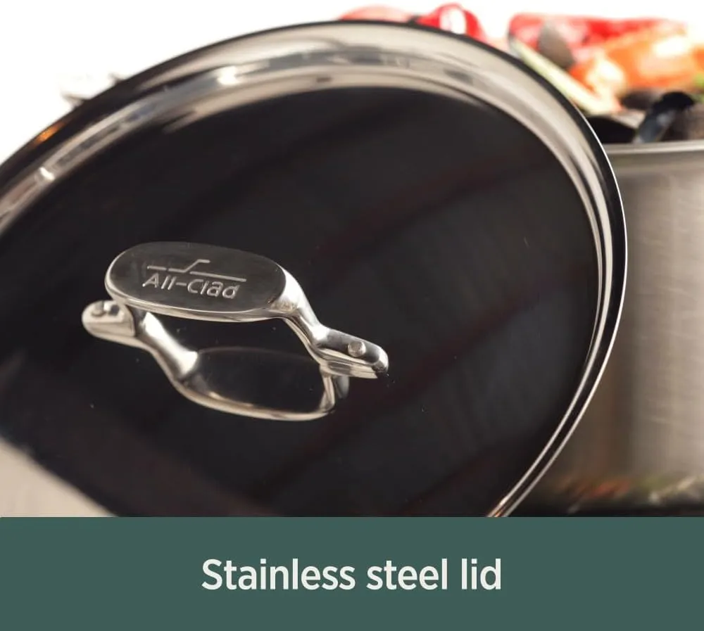 All-Clad BD55403 D5 Brushed Stainless Steel 5-ply Bonded Cookware, Saute Pan with lid, 3 quart, Silver