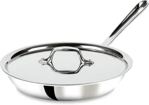 All-Clad D3 3-Ply Stainless Steel Fry Pan With Lid 10 Inch, Induction Compatible, Oven Broiler Safe 600F, Fast and Even Heat, Pots and Pans, Cooking Frying Pan, Skillet, Kitchen, Cookware, Silver