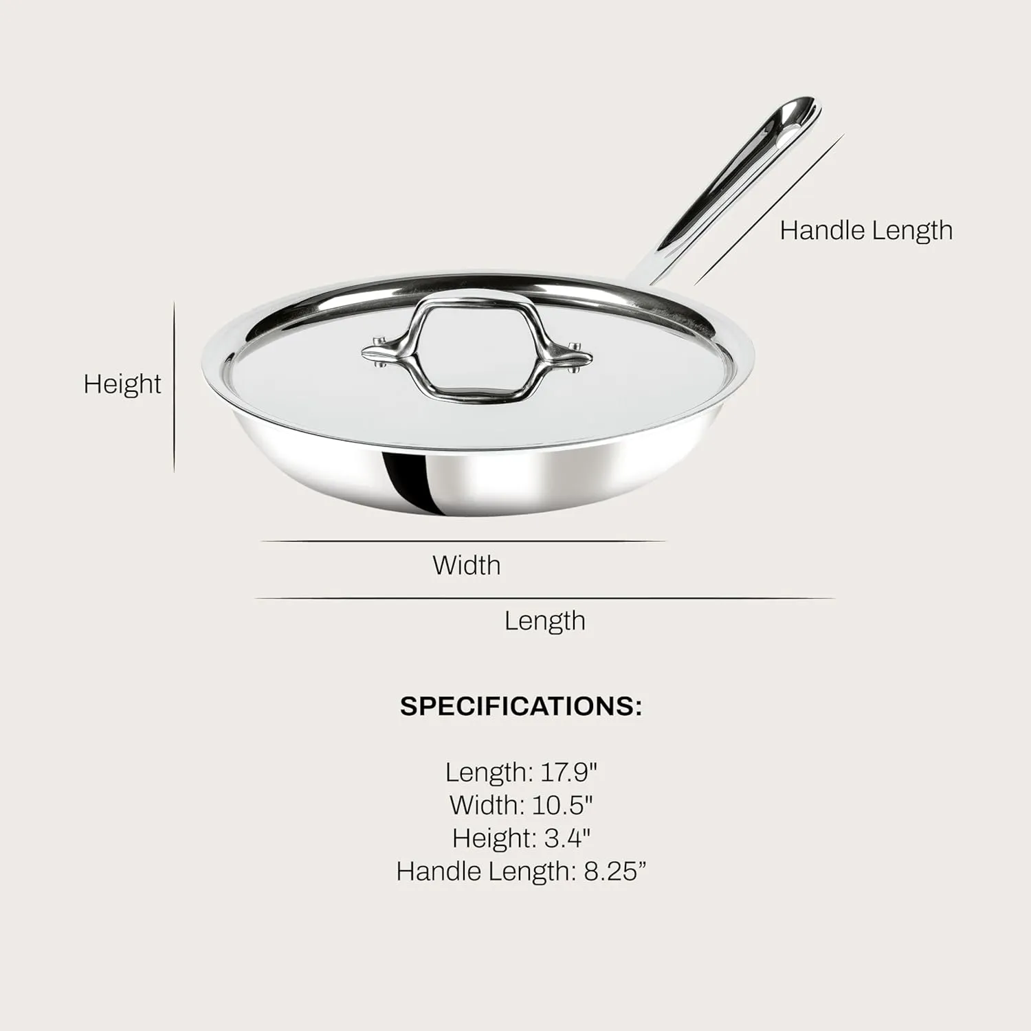 All-Clad D3 3-Ply Stainless Steel Fry Pan With Lid 10 Inch, Induction Compatible, Oven Broiler Safe 600F, Fast and Even Heat, Pots and Pans, Cooking Frying Pan, Skillet, Kitchen, Cookware, Silver