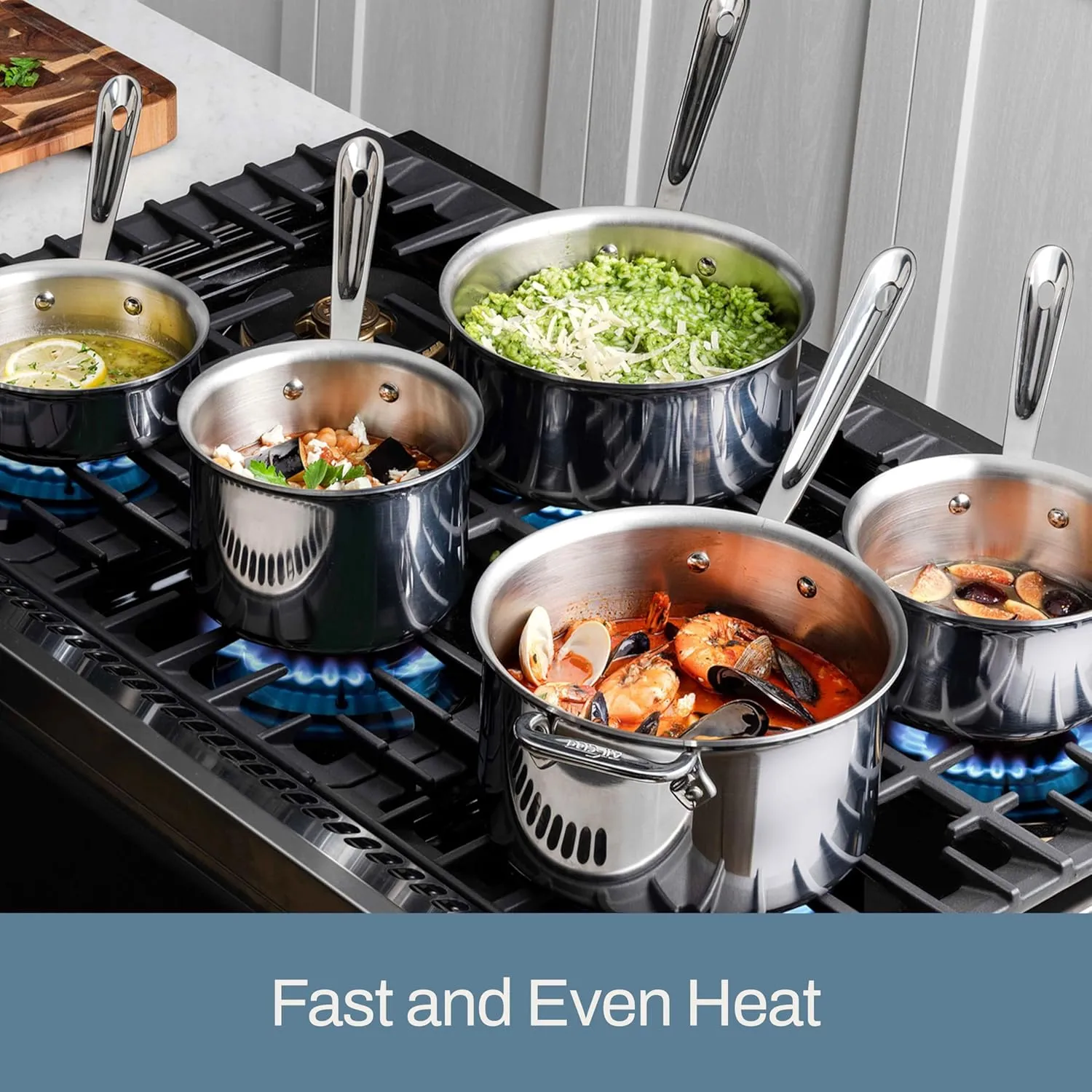 All-Clad D3 3-Ply Stainless Steel Sauce Pan with Lid 4 Quart, Induction, Oven Broiler Safe 600F, Multipurpose, Compatible w/ All Cooktops, For Restaurant or Home Kitchen, Pots & Pans, Cookware, Silver