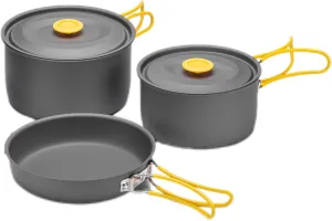 Alocs 8-Piece Outdoor Camping Cookware Set, Non-Stick Pans, Collapsible Bowl and Spoon, Aluminum Alloy, Drawstring Bag