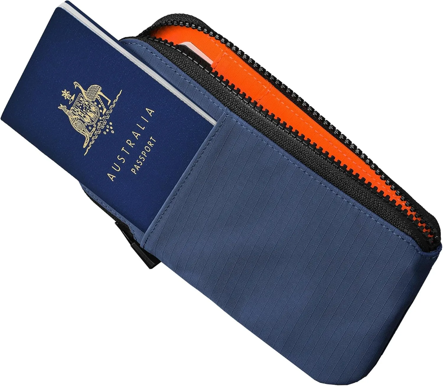 ALPAKA Zip Travel Wallet Blue Axoflux 210D - RFID Passport Holder - Self Locking Zipper - Tear Resistant Material - Four Pockets and Two Card Slots - HUB Accessories Compatible