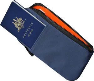 ALPAKA Zip Travel Wallet Blue Axoflux 210D - RFID Passport Holder - Self Locking Zipper - Tear Resistant Material - Four Pockets and Two Card Slots - HUB Accessories Compatible
