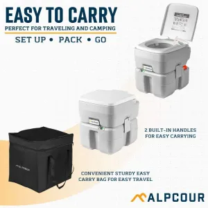 Alpcour Portable Toilet w/Portable Camping Sink – Indoor/Outdoor Travel Hygiene Station Commode w/Travel Bags for Camping, RV, Boat & More