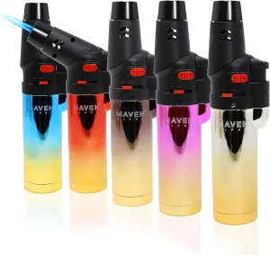 Alpha  Torch Lighters, 5 Pack, Refillable Butane Gas Lighters, Adjustable Jet Flame, Windproof Mini Pocket Torch for Kitchen, Candles, Cooking, Baking, BBQ, Camping (Butane Not Included) (Chrome)