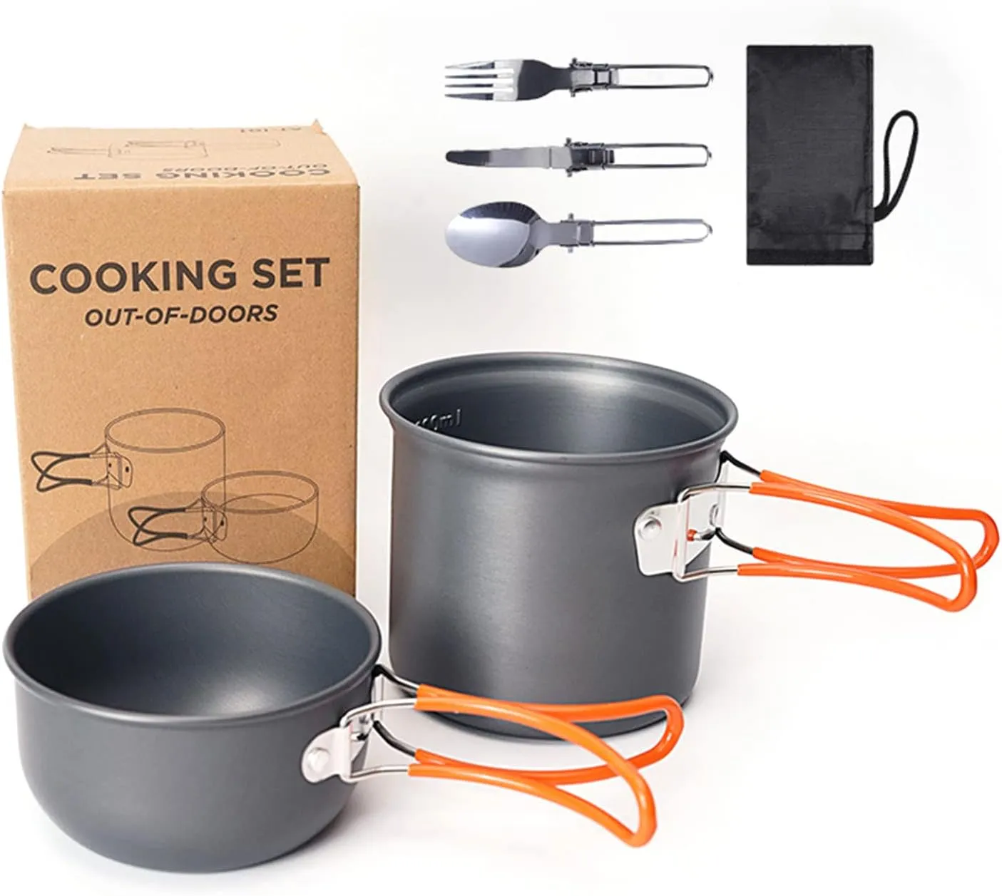 Aluminum Alloy Campingcookware Kit Kit Set Sortchaffable Camptopf for 1-2 People, with a Bowl and a Cutlery Set for Meals
