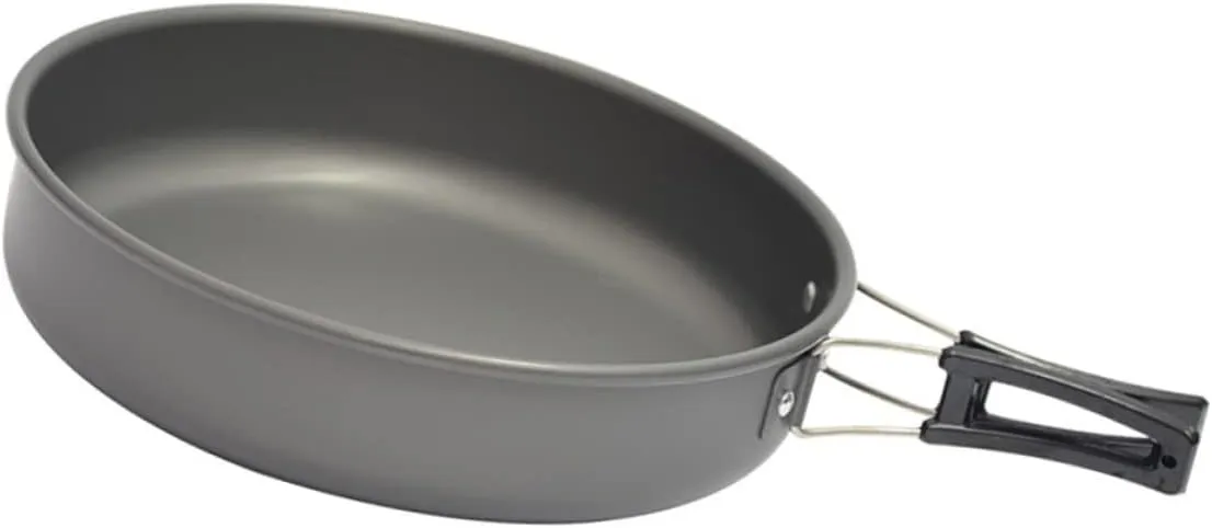 Aluminum Frying Pan Cooker Outdoor Cooking Pot Portable Cooking Utensil Non-Stick Frying Pot for 2-3 People Camping Cookware Simple Design