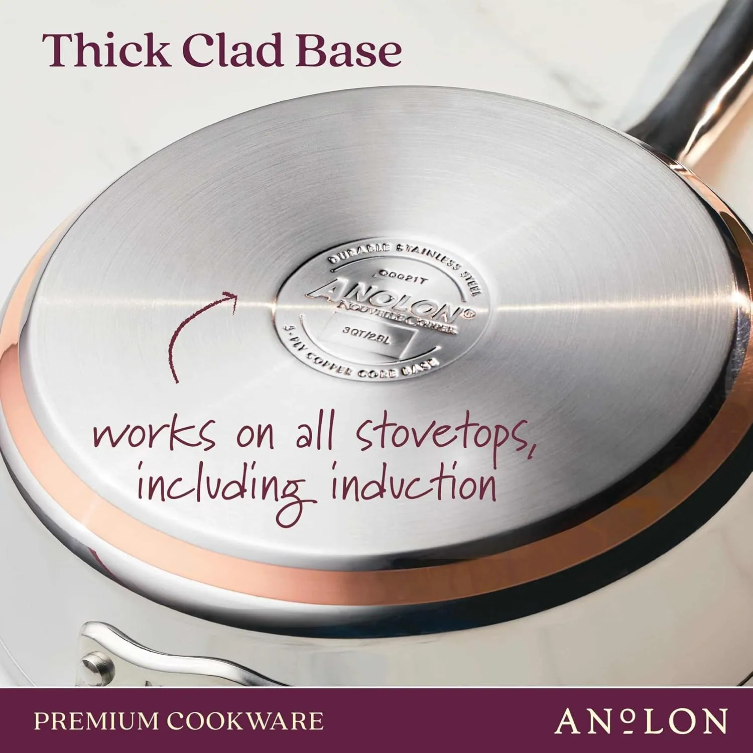 Anolon Nouvelle Stainless Steel Cookware Pots and Pans Set, 10 Piece
