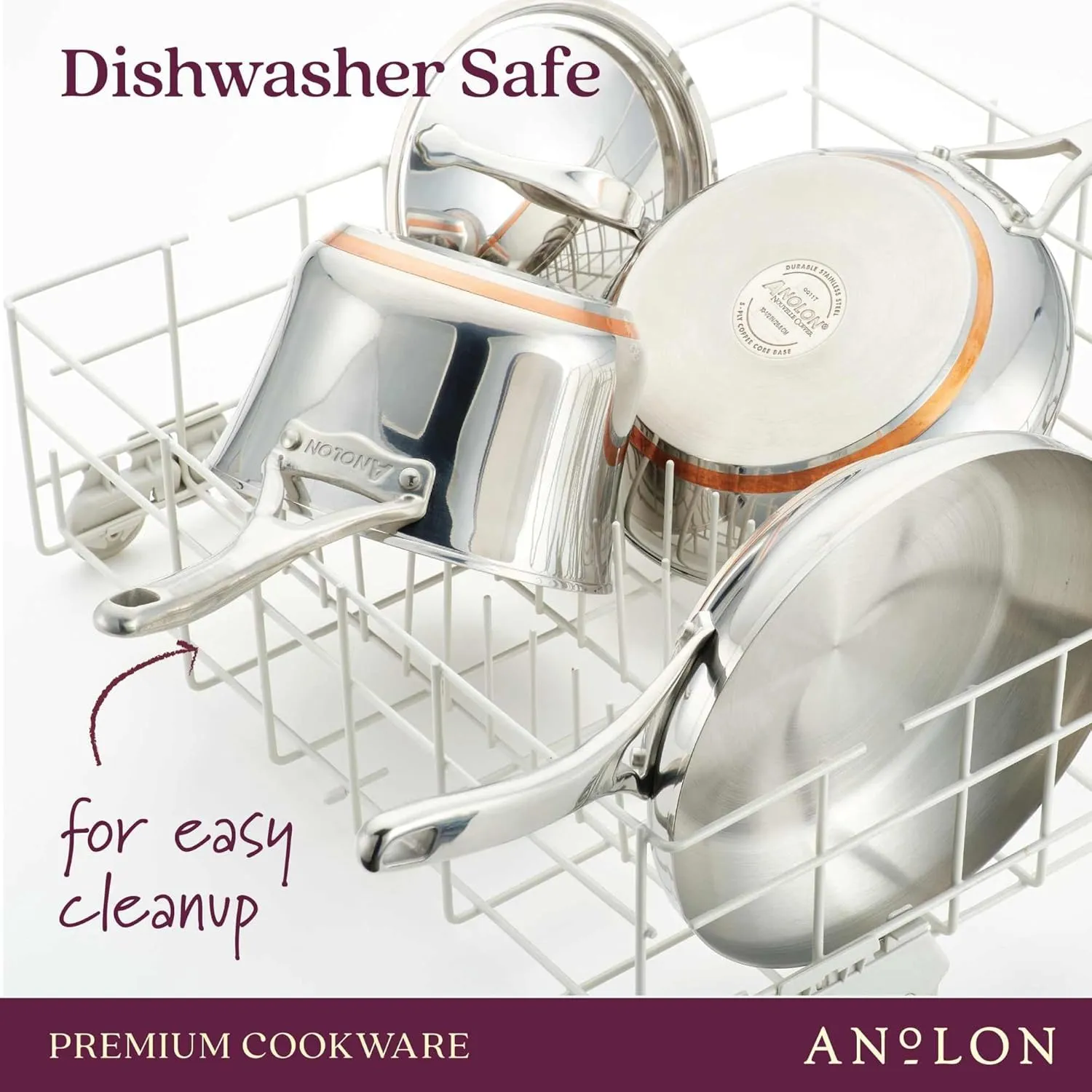 Anolon Nouvelle Stainless Steel Cookware Pots and Pans Set, 10 Piece