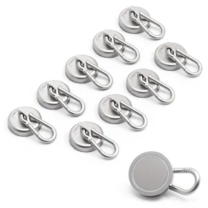 Ant Mag - Carabiner Magnetic Hooks, 80LBS Heavy Duty Neodymium Magnet Carabiner with Swivel Carabiner Snap Hook for Indoor/Outdoor Hanging Grill Kitchen Factory Warehouse Office. (10 Pack)
