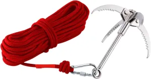Ant Mag Grappling Hook Stainless Steel Claw Carabiner for Camping Hiking Tree Grabbing and Water Lifting Salvage