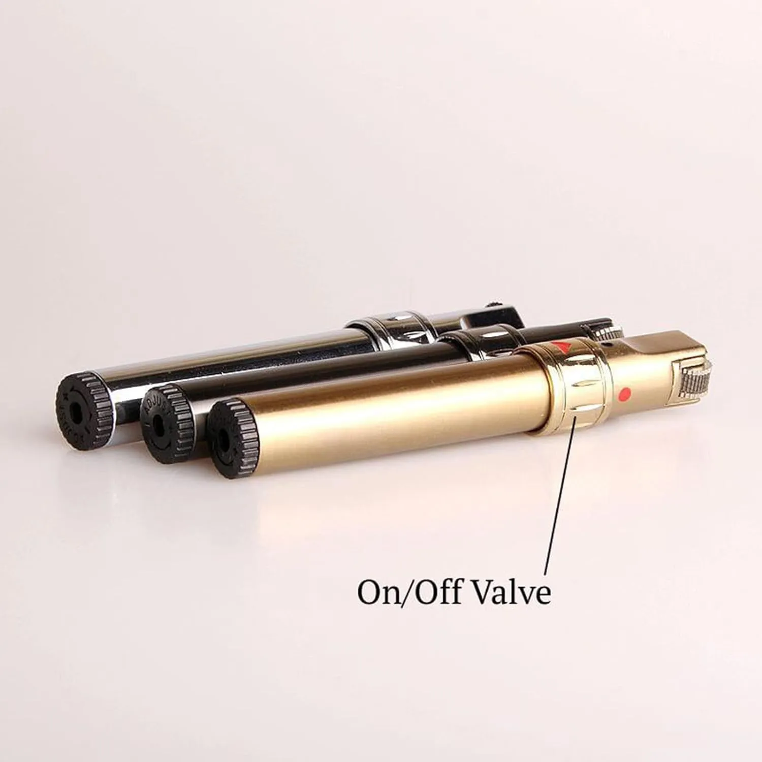 Atlodas Ghost Lighter, Adjustable Jet Flame Butane Lighter for Grill BBQ Candle Camping (Silver Gold Black)