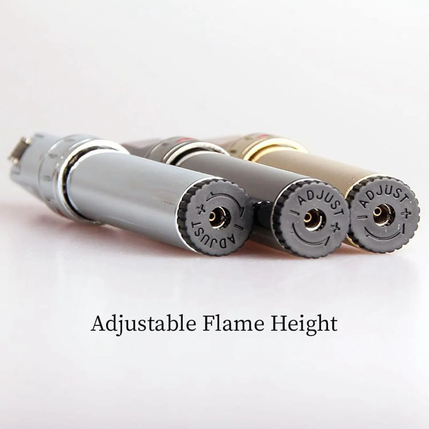 Atlodas Ghost Lighter, Adjustable Jet Flame Butane Lighter for Grill BBQ Candle Camping (Silver Gold Black)