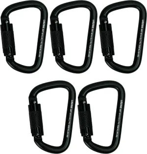 Auto Locking Carabiner 25KN (5-Pack) - Fusion Climb® Swift - Professional Rock Climbing Carabiner - Heavy Duty Steel Auto Locking Carabiner for Climbing, Rappelling, D Shaped - UIAA ANSI Compliant