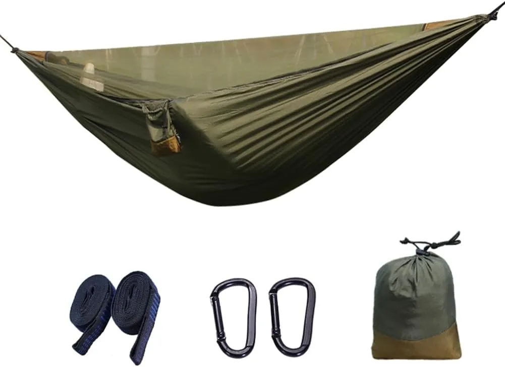 Automatic Quick-Open Elastic Mosquito Net Hammock Outdoor Camping Anti-Mosquito Mesh Hammock Green