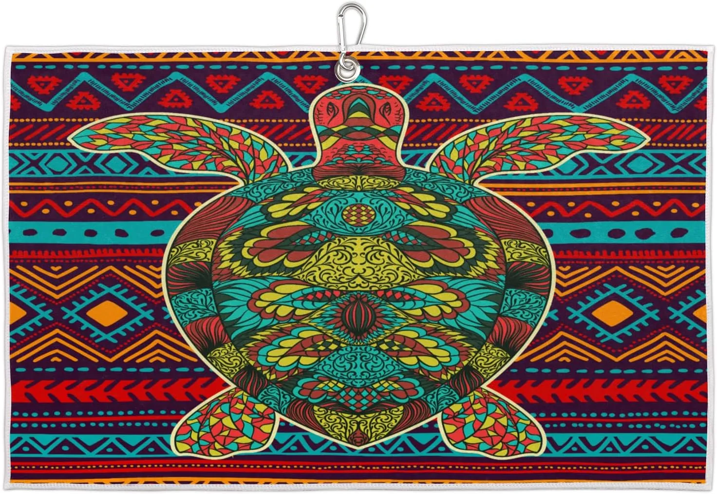 Aztec Sea Turtle Golf Towel with Heavy Duty Carabiner Ultra Absorbent Quick Dry Perfect for Cleaning Clubs Balls Gear Essential Golf Accessory for Men Women Kids