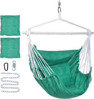 Backyard Expressions Hammock Chair Hanging Rope Swing Chair, 2 Pillows, Anti Slip Steel Spreader Bar