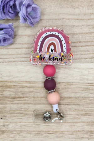 Badge Reel-Be Kind Boho Rainbow (Blush Sequin Glitter) MP001