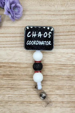 Badge Reel-Chaos Coordinator (Black Glitter) WJ001