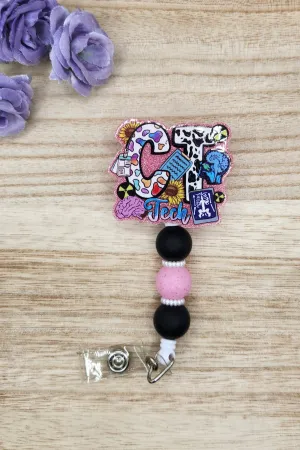Badge Reel-CT Tech (Pink Glitter) NP018