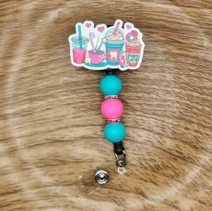 Badge Reel-Dental Life Coffees (Pink & Turquoise) DV003