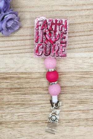 Badge Reel-Faith Hope Cure (Pink Glitter) CA003