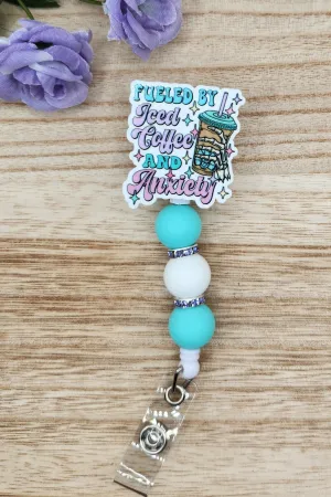Badge Reel-Fueled By Iced Coffee and Anxiety (Pastel) CR005