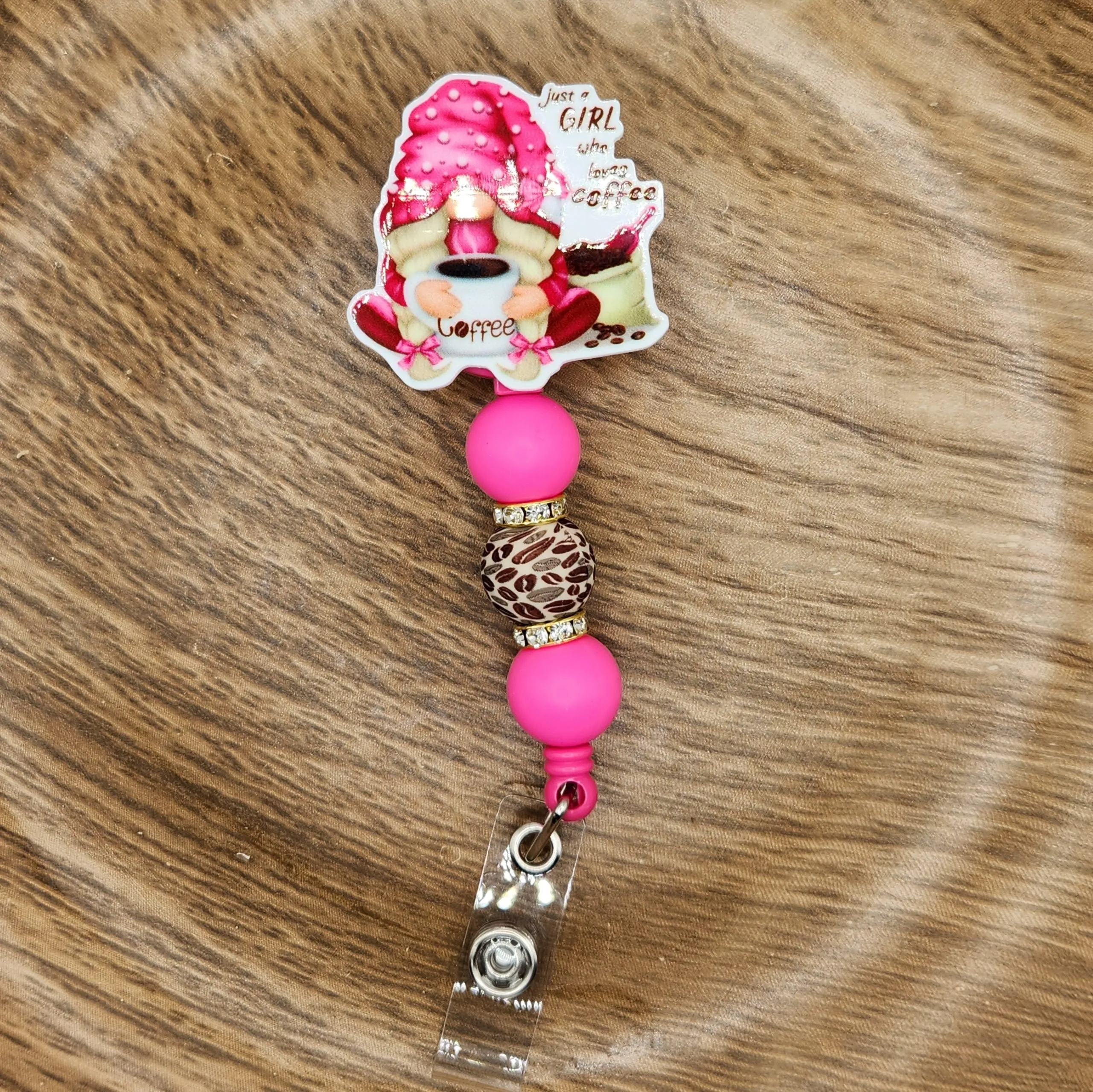 Badge Reel-Just a Girl Who Loves Coffee Gnome CR011