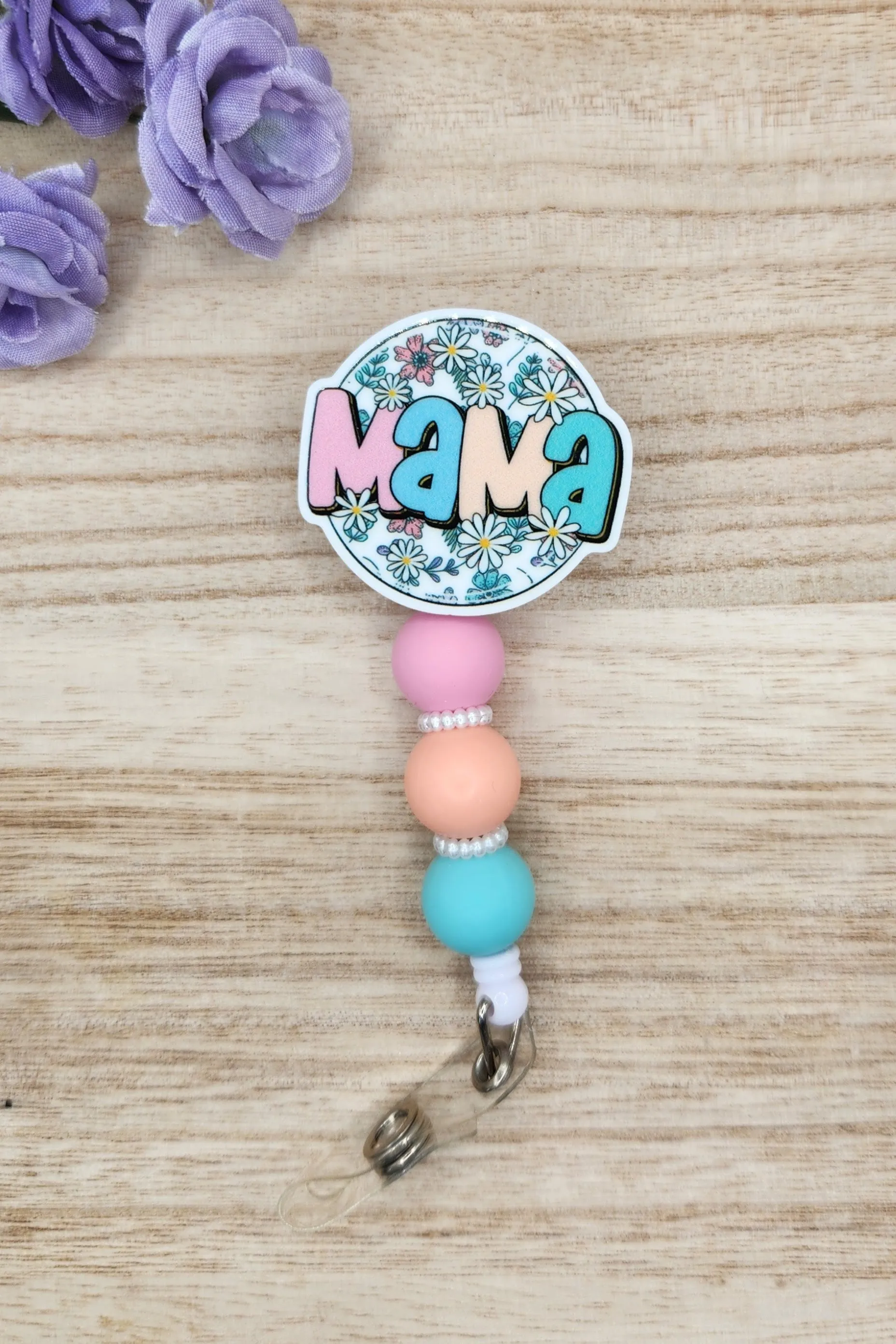 Badge Reel-Mama (Pastel Floral) MW002