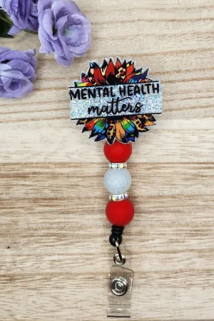 Badge Reel-Mental Health Matters Sunflower (Silver Glitter) MP008