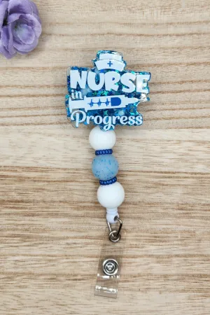 Badge Reel-Nurse in Progress (Blue Star Glitter) NP108