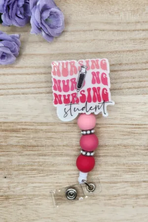 Badge Reel-Nursing Student Pink Ombre (Pearl) NP058