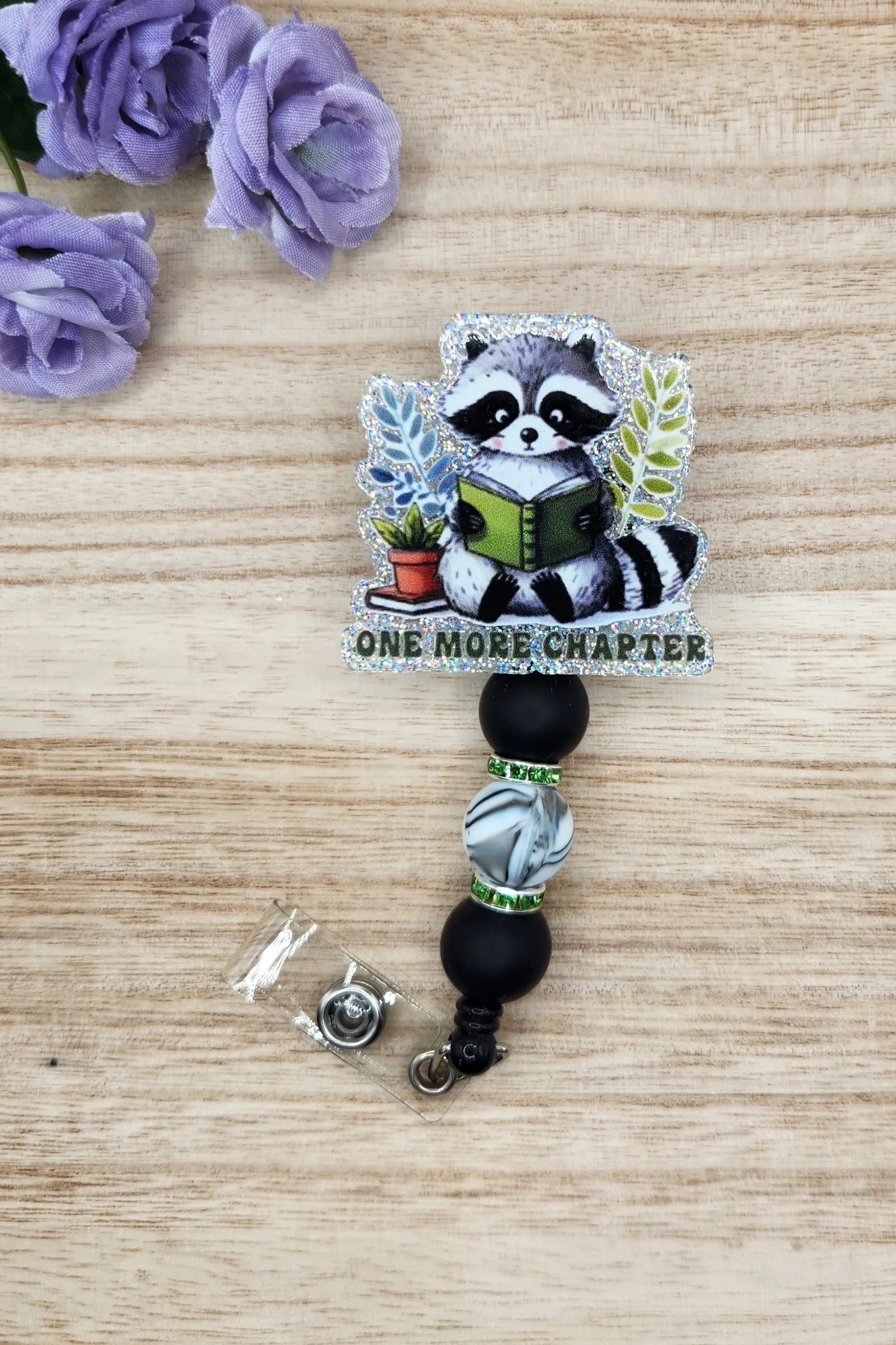 Badge Reel-One More Chapter Raccoon (Silver Glitter) CR012