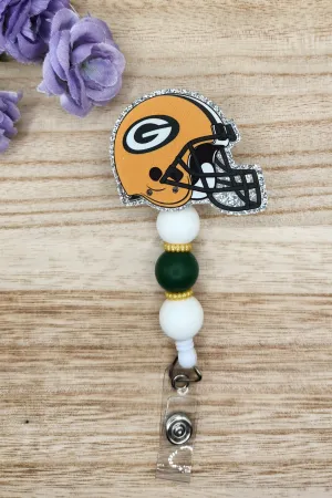 Badge Reel-Packers Helmet (Silver Glitter) SP016