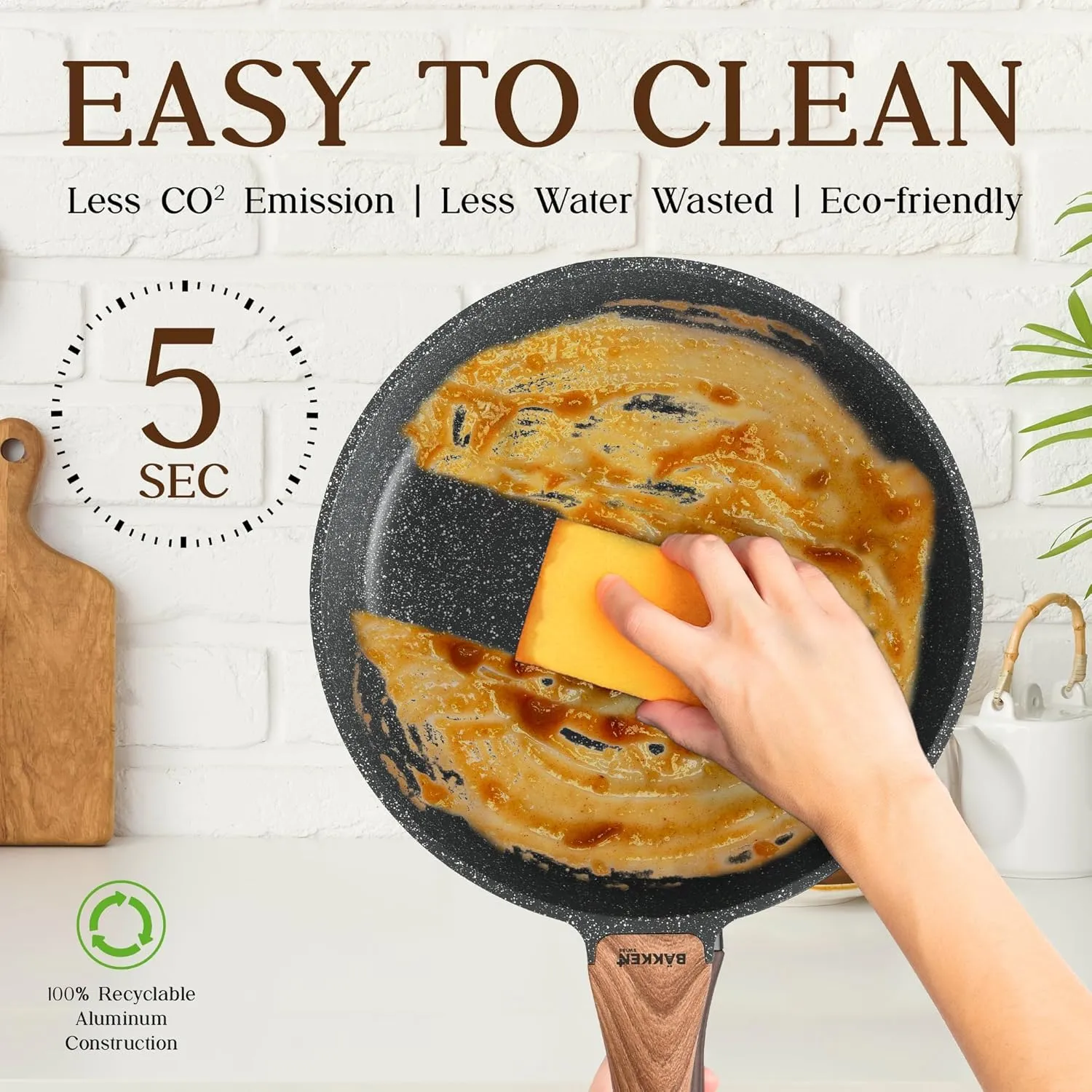 Bakken-Swiss 14-Piece Kitchen Cookware Set – Granite Non-Stick – Eco-Friendly – for All Stoves & Oven-Safe - Marble coatin