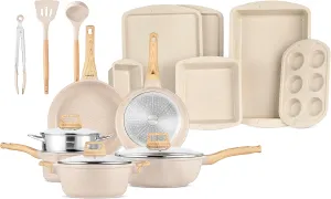 Bakken-Swiss 20-Piece Kitchen Cookware Set – Granite Non-Stick – Eco-Friendly – for All Stoves & Oven-Safe