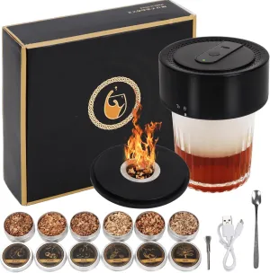 BAMEOS Electric Whiskey Smoker Kit Built-in Lighter, Cocktail Smoker Kit with 6 Flavors Wood Chips, No Butane Needed, Father's Day Birthday Christmas Gifts for Men, Dad, Husband, Father