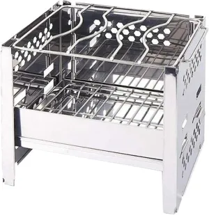 Barbecue Grill Wood Burning Camp Stove Folding Stainless Steel Grill Portable Backpacking Stove for Hiking BBQ,Survival Camping Roasters BBQ Oven Picnic Cookware