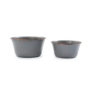 Barebones Enamel Mixing Bowls - Slate Grey