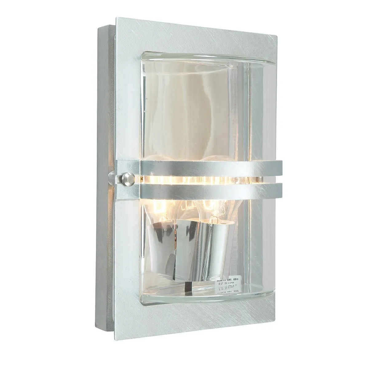 Basel 1 Light Wall Lantern - Galvanised With Clear Glass | Galvanised