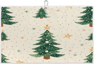 Beautiful Christmas Tree Snowflake Golf Towel with Heavy Duty Carabiner Clip Quick Dry Ultra Absorbent Club Ball Cleaning Towel Golf Accessories for Men Women