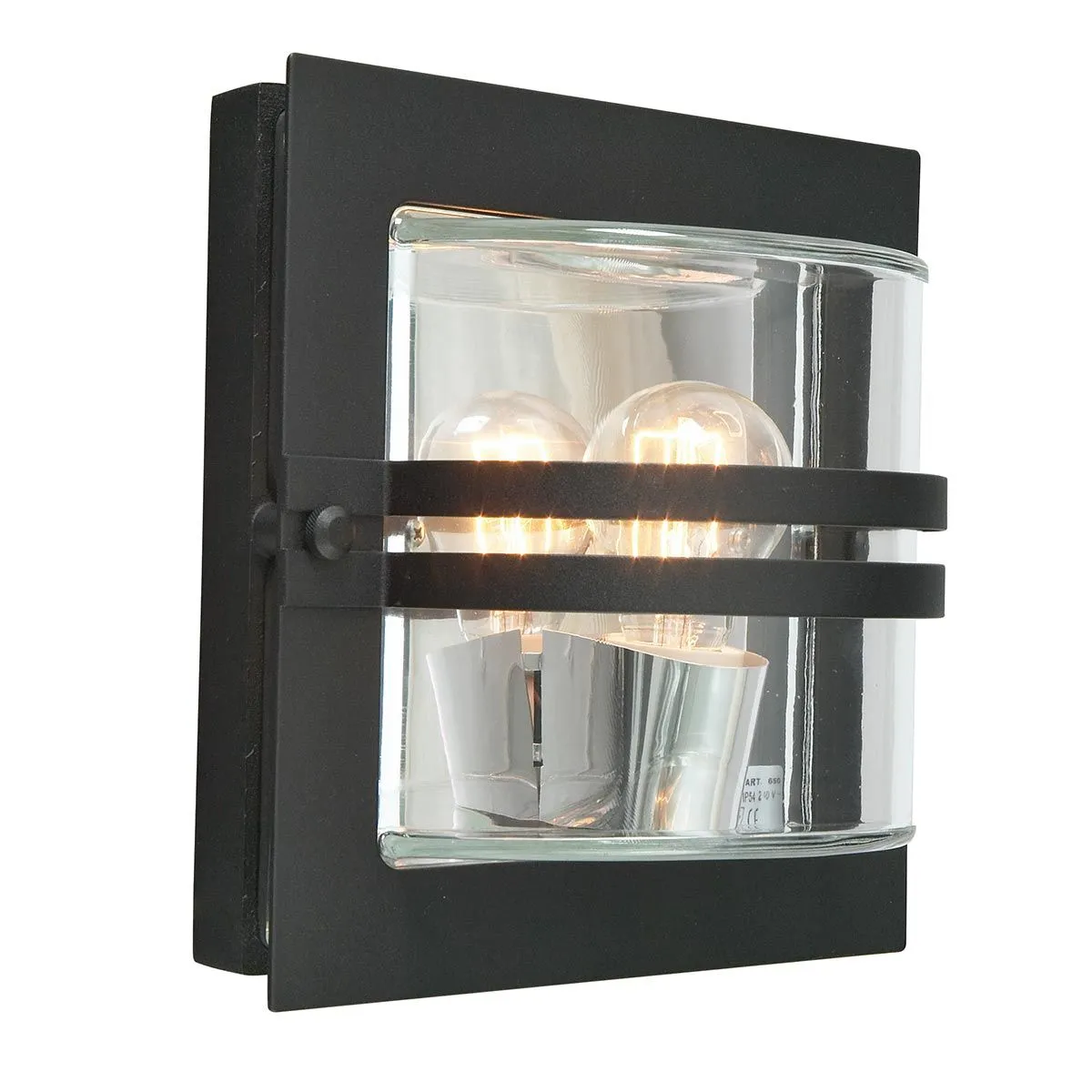 Bern 1 Light Wall Lantern - Black With Clear Glass | Black