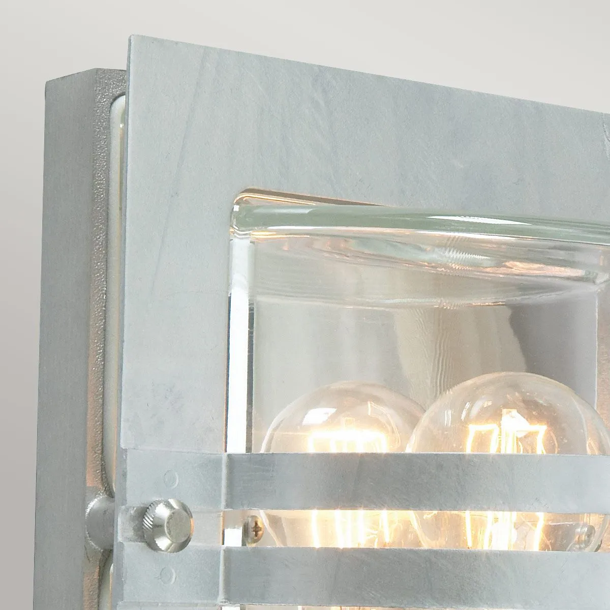 Bern 1 Light Wall Lantern - Galvanised With Clear Glass | Galvanised
