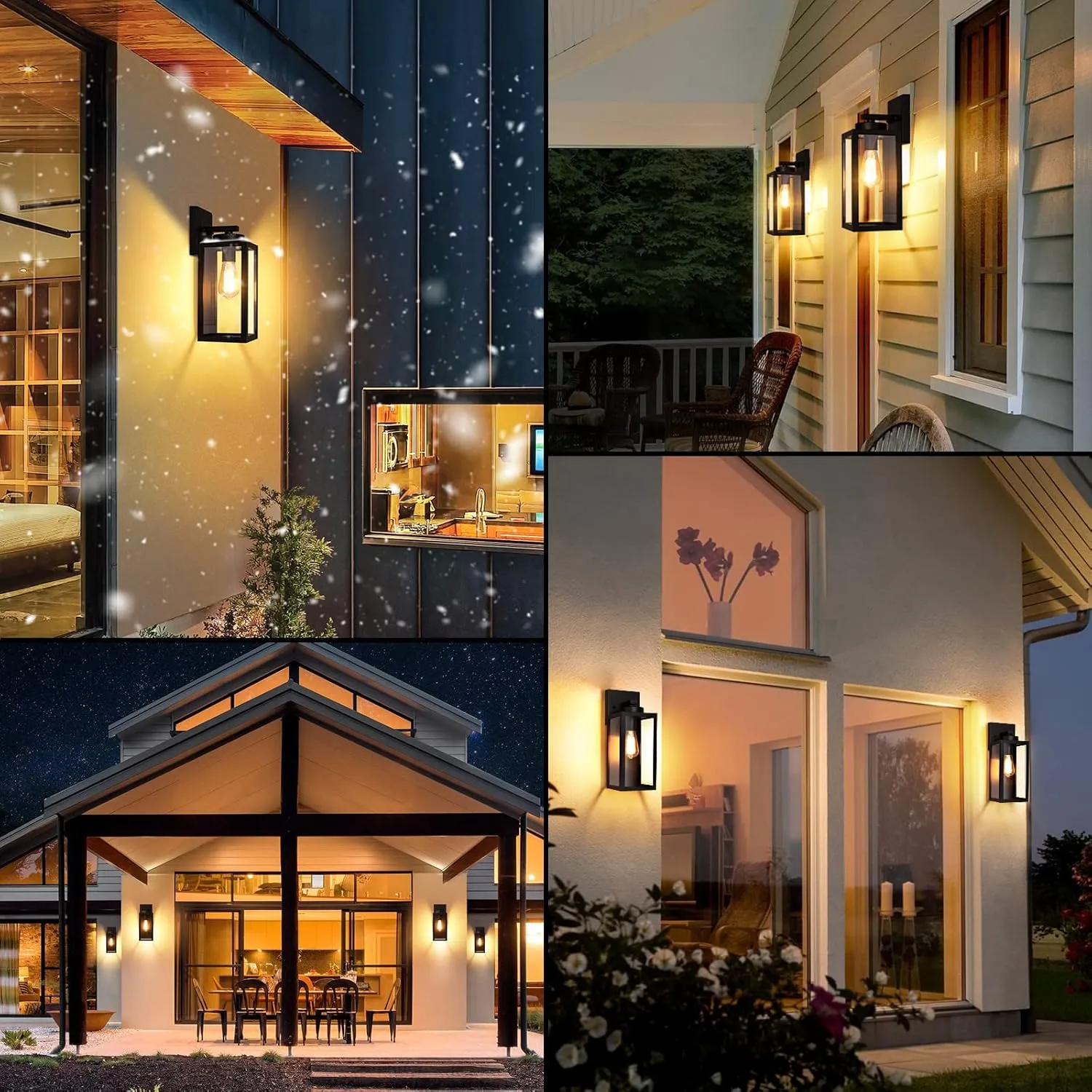 BesLowe Outdoor Wall Mount Light Fixture, Exterior Wall Lantern Waterproof, Black Outside Porch Sconce Lighting with Matte Black Finish & Glass Shade for House Garage Doorway Patio, E26 Socket