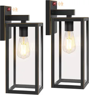 BesLowe Upgraded Motion Sensor Outdoor Wall Lights, 15” Dusk to Dawn Porch Lights Outdoor Wall Sconce Lanterns, 3 Lighting Modes Exterior Lighting Fixtures, Bronze Outside Lights for House, 2-Pack
