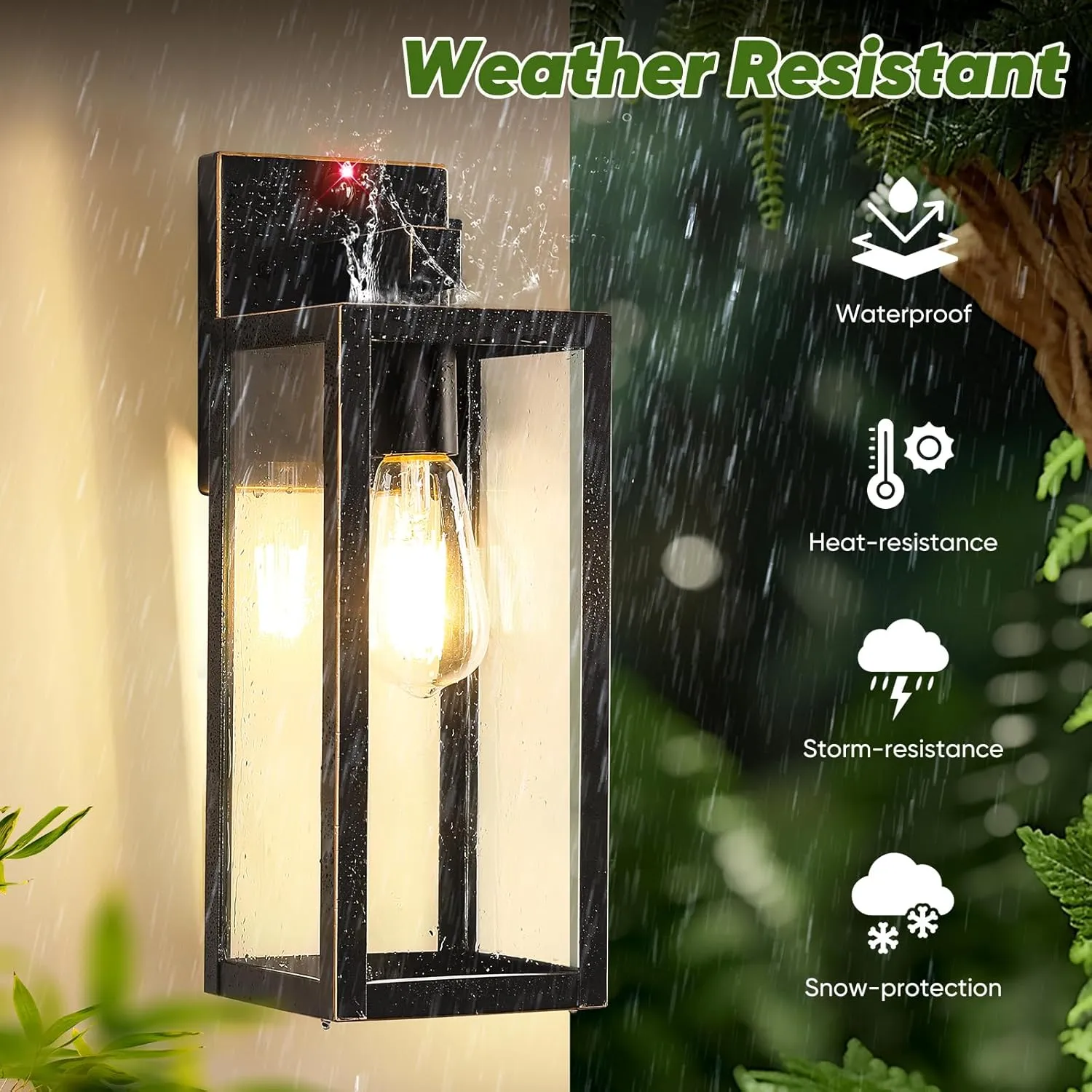 BesLowe Upgraded Motion Sensor Outdoor Wall Lights, 15” Dusk to Dawn Porch Lights Outdoor Wall Sconce Lanterns, 3 Lighting Modes Exterior Lighting Fixtures, Bronze Outside Lights for House, 2-Pack