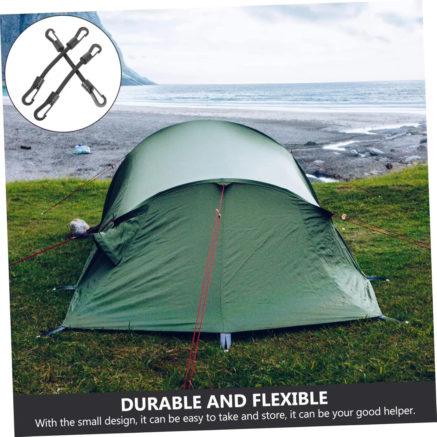 BESPORTBLE 20 Pcs Elastic String Hook Portable Hook Strap Outdoor Camping Hook Rope Kayak Hook Strap Bungee Rope Heavy Duty Hooks Portable Hook Rope Pom Double Head Camping Supplies