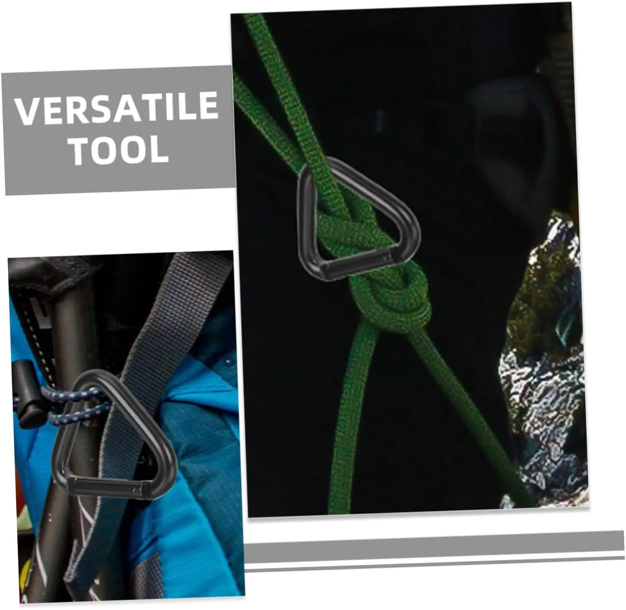 BESPORTBLE Big Carabiner Clip Samll Metal Carabiner Hanging Buckles Triangle Climbing Buckle Aluminum Alloy Black