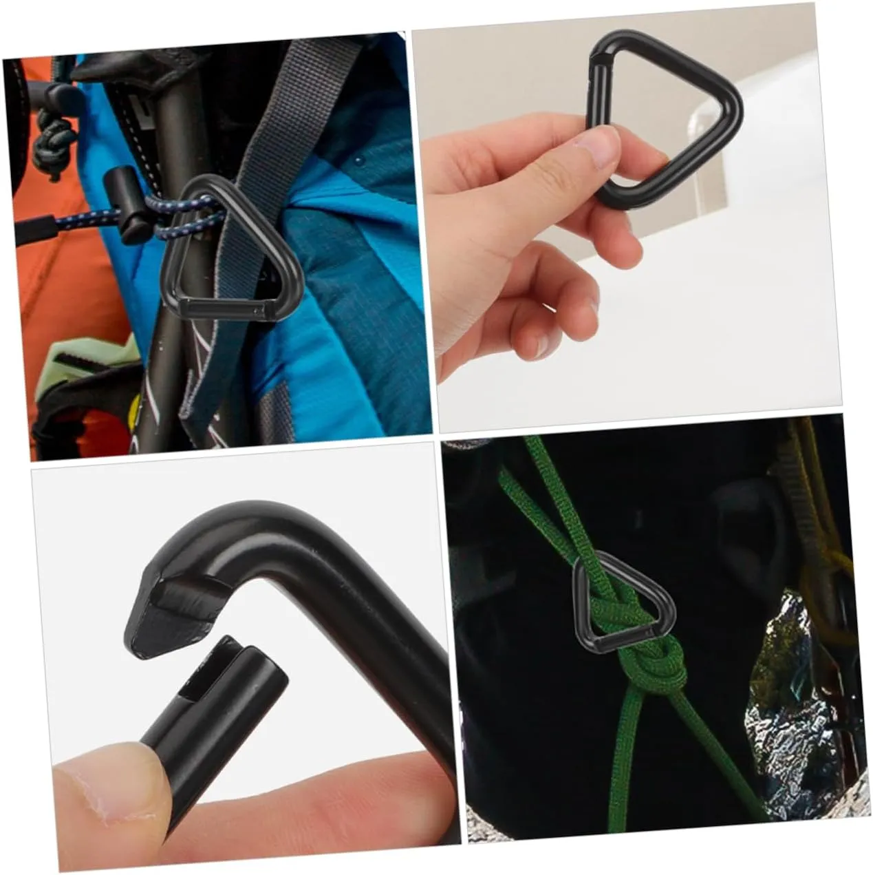 BESPORTBLE Big Carabiner Clip Samll Metal Carabiner Hanging Buckles Triangle Climbing Buckle Aluminum Alloy Black