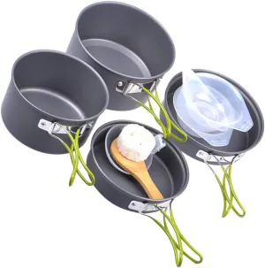 BESPORTBLE Camping Accessories Outdoor Cookware Set 2-3 Person Cooking Pot Non-Stick Foldable